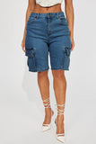 Denim Cargo Bermuda Shorts