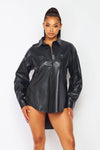 Kai Faux Leather PU Collar Shirt And Shorts Set (HDC30846)