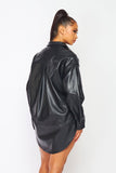 Kai Faux Leather PU Collar Shirt And Shorts Set (HDC30846)