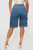 Denim Cargo Bermuda Shorts